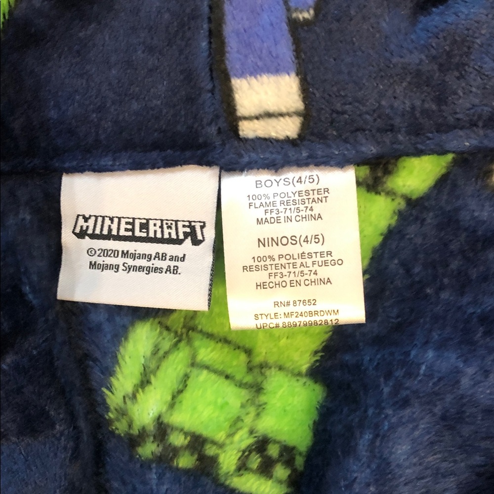 Minecraft Boys Robe Size 4-5 - Picture 3 of 4